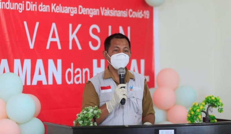 Kepala Dinas Kesehatan Bolmut, dr. Jusnan. C. Mokoginta, MARS, saat menyampaikan sambutannya pada pencanangan Vaksinasi