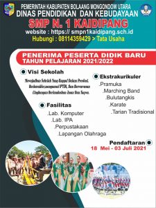 Pamflet pendaftaran peserta didik baru di SMP N 1 Kaidipang