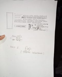 Bukti pengembalian sisa upah pekerja jamban untuk tahun 2018 di Desa Komus II. Foto : Chandriawan Datuela