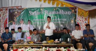 Bupati Bolmong, Yusra Alhabsyi, saat menyampaikan sambutan sekaligus arahan di Safari Ramadhan 1447 Hijriah, Desa Tudu Aog, Kecamatan Bilalang, Kabupaten Bolmong, Rabu (04/03/2026). (foto.Ist/ Diskominfo Bolmong).