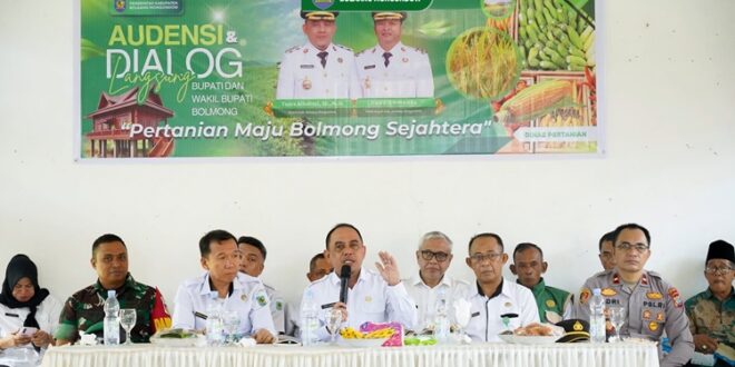Bupati Bolmong, Yusra Alhabsyi, saat membuka dialog audiens bersama para petani Bolmong, Rabu 6 Mei 2026. (foto.Ist/Diskominfo Bolmong)